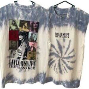 Taylor Swift The Eras Tour Tie-Dye Muscle Tee Size L | Blue Spiral Concert Shirt